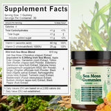 Sea Moss Gummies 16-in-1 Ashwagandha Black Seed Oil Bladder Wrack Turmeric Vitamin C D3 with Manuka Burdock Root Dandelion Apple