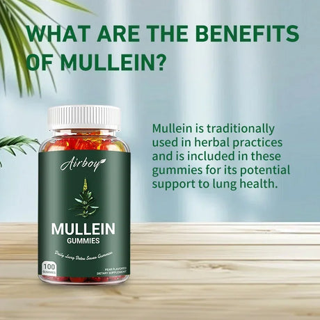 Mullein Gummies - Supports Clear Lungs & Respiratory Health, Natural Detoxification, Enhanced Immune Function
