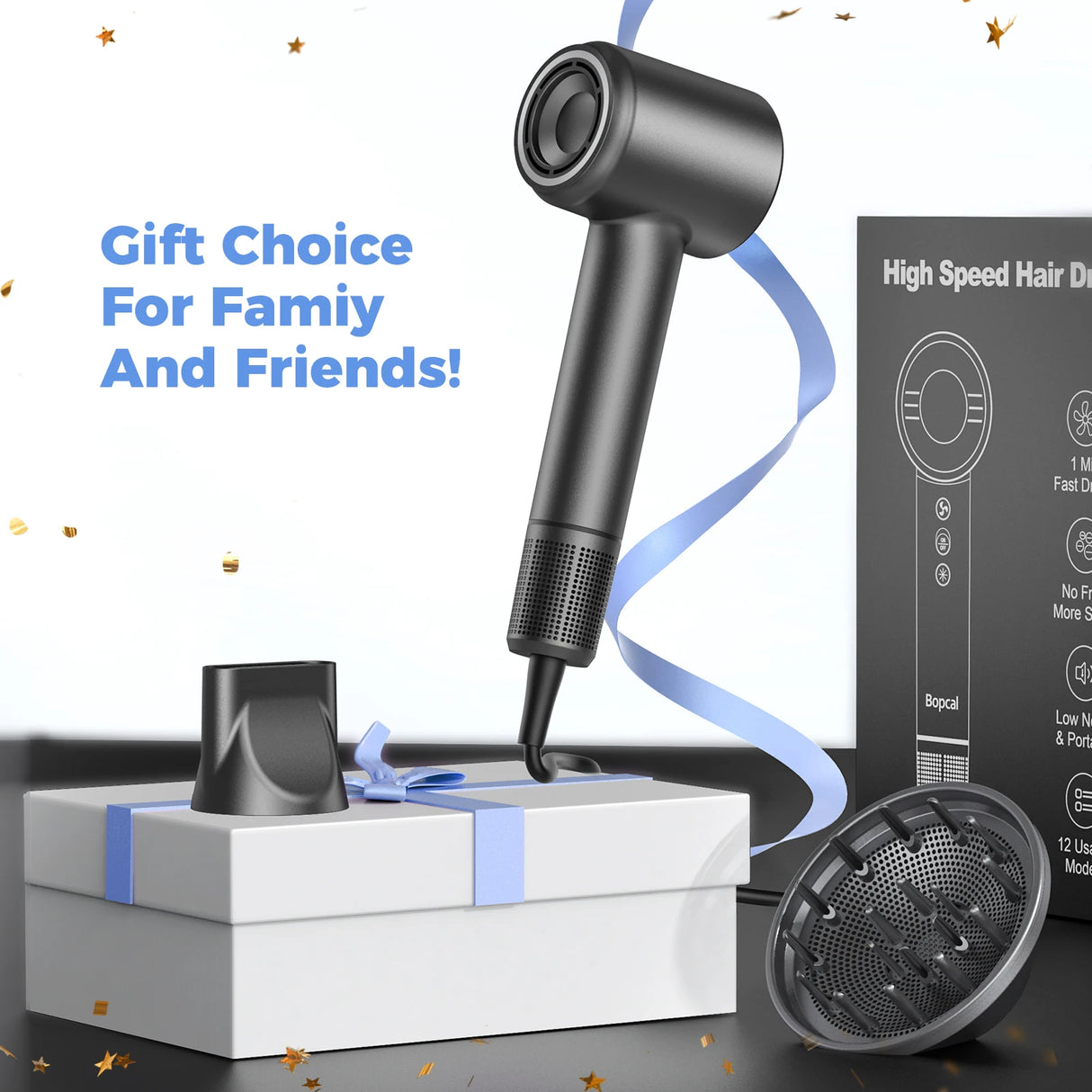 120000 RPM Hair Dryer Negative Ionic Blow Dryer Brushless Motor 40M/S Fast Drying High-Speed Low Noise Thermo-Control Hairdryer 500M Negative Ions Fast Dryingfor Curly & Straight Hair