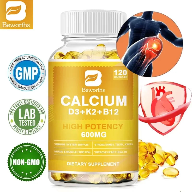 BEWORTHS 4in1 Vitamin D3 Calcium Capsules for Bone Strength Heart Health Immune Support Nerve and Muscle Function Health