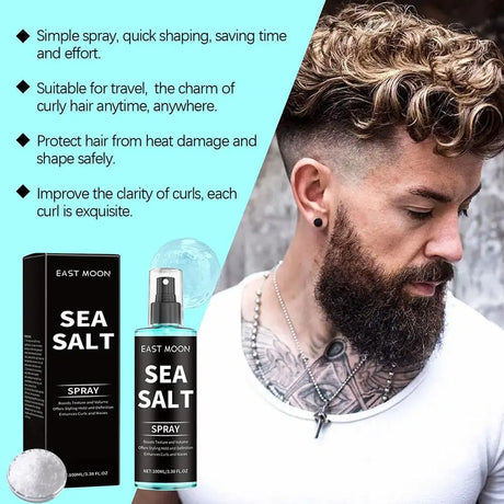 100ml Sea Salt Curling Spray for Hair,Natural Kelp & Red Algae Extract, Natural Texture & Volume, Creates Beachy Curls & Texture