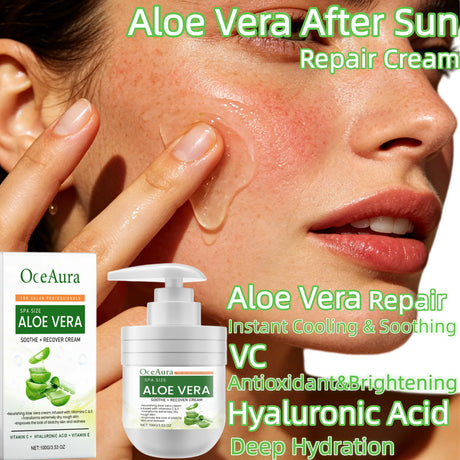Aloe Vera After Sun Repair Cream,Triple Threat Damage Control,Instant Cooling&Redness Banisher,Cell Plumping&Rehydration,Anti Sun Spot&Brightening Power,Flawless Tan Extender,Collagen Recovery Booster,Ultra Lightweight Hydro