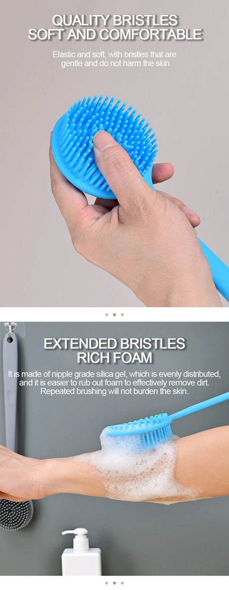 Silicone Shower Brush Body Exfoliating Dry Brushing Bathroom Back Bath Brush for Shower Brush for The Back