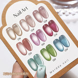5g/Bottle White Moonlight Nail Cat's Eye Gel Magnetic Satin Gel Polish 9-Colors Soak Off Glitter Phototherapy Manicure Varnish