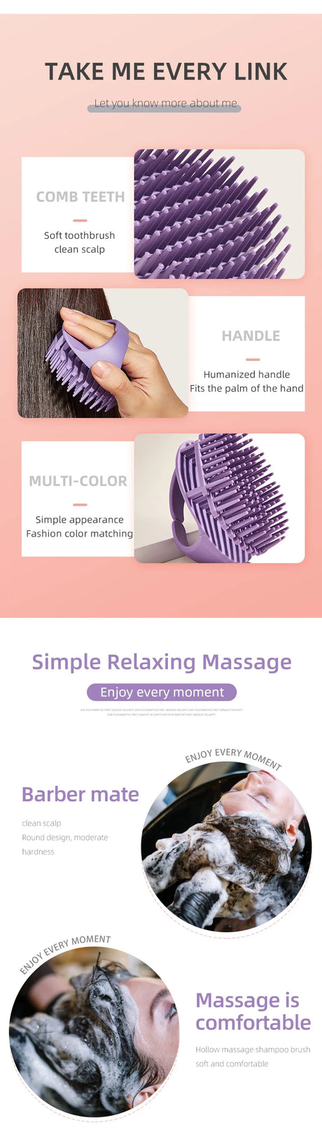 Silicone Shampoo Scalp Hair Massager Head Body Scalp Massage Brush Hair Washing Brush Scalp Exfoliator Brush Head Scrubber Tools
