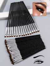 50PCS Professional Eye Brush Set, Ultra-Thin/Slanted Eyeliner/Brow/Tint Tools, Soft Synthetic Fiber Kit for Travel & Pro Artists