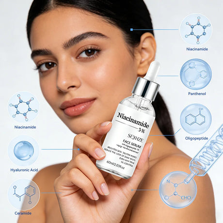 SEYHZE 2pcs Salicylic Acid Niacinamide Essence Set 5% Niacinamide Ceramides Purslane for Brightening Skin Tightening Pores Moist