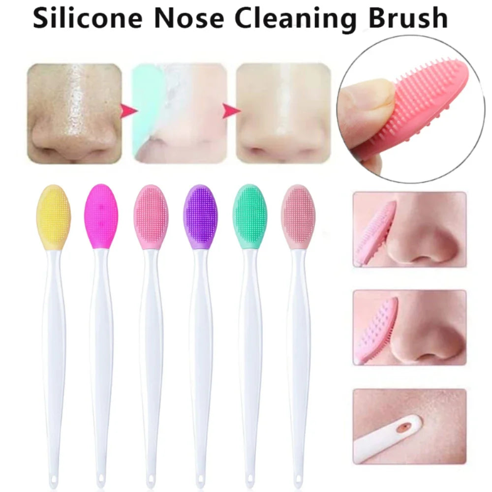 4PCS Random Silicone Face Cleansing Brush Nose Blackhead Remover Exfoliating Tool With Replacement Head