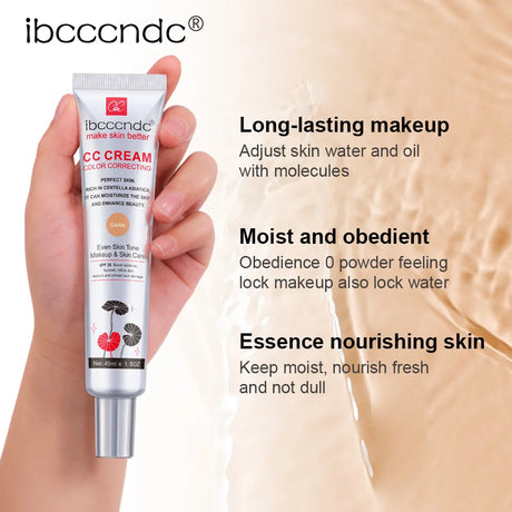 45ml Color Correcting CC Cream Facial Centella Asiatica Repair BB Cream Natural Concealer Whitening Liquid Foundation Cosmetics