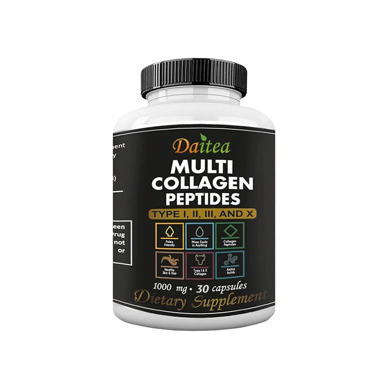 High Strength Multi-Collagen Complex Capsules – Hydrolyzed Peptides for Skin, Hair, Nails & Joints – Grass-Fed, Non-GMO