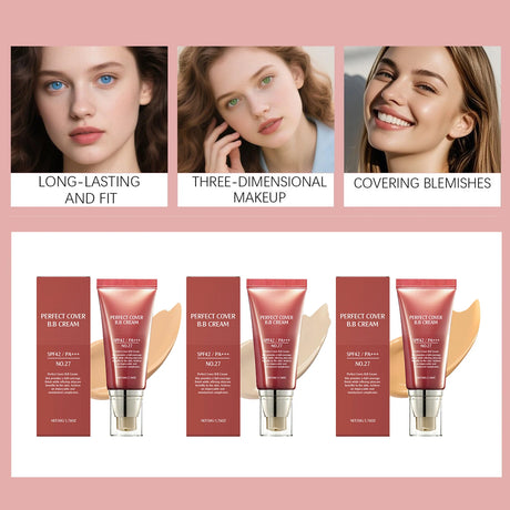 Perfect Cover Bb Cream Brightens Complexion Covering Skin Blemishes Lasting Lightweight Hydrates Moisturize Concealer Corrector