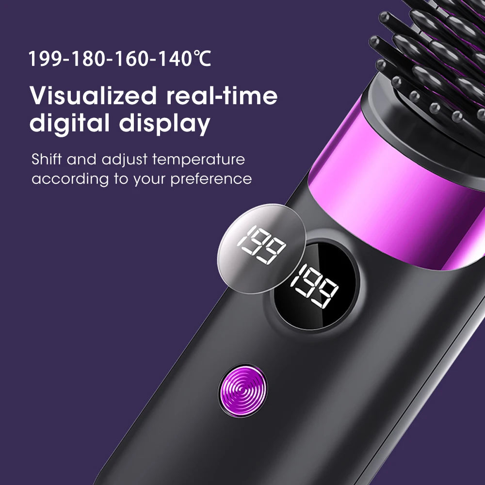 Wireless Electric Hot Comb Straight Hair Straightener Comb Straightening Brush Negative Ion Anti-Scalding Styling Tool