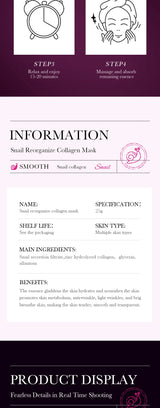 5pcs SADOER Snail Collagen Face Mask Firming Moisturizing Brightening Hydrating Facial Masks Beauty Face Skin Care Products
