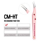 GEMERRY Eyelash Pink Strawberry Stainless Steel Superhard Tweezers For Lash Extension High Precision Anti-Static Makeup Tweezer