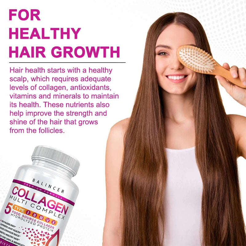 Multi Collagen Supplement - Skin Care Capsules, Firming Skin, Promoting Hair and Nail Growth, Anti-oxidant