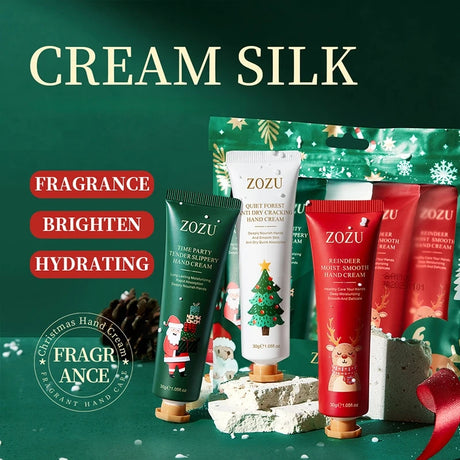 Christmas Hand Cream Set, Contains 3 Styles, Each 30g, Contains Niacinamide, Hyaluronic Acid and Other Ingredients, Moisturizing Texture, Nourishes the Skin, and Has a Light Fragrance Seasonal Maintenance, Christmas-Themed Pa