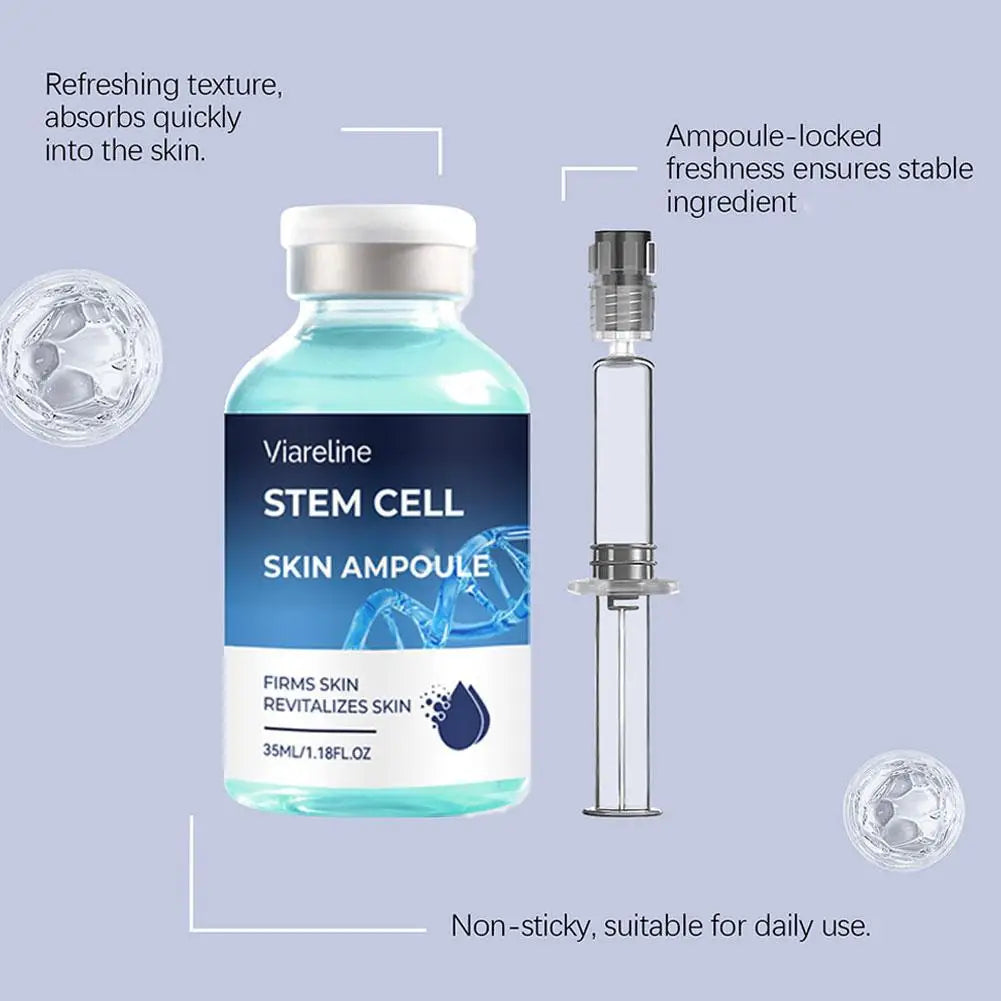 Viareline Stem Cell Skin Ampoule 35ml Firming Essence Reduces Fine Lines Rejuvenates Face Serum