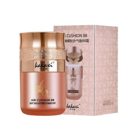 Butterfly Cushion BB Cream,Moisturizing Concealer Makeup Base BB Liquid Foundation,Butterfly Air Cushion Powder Puff CC Cream