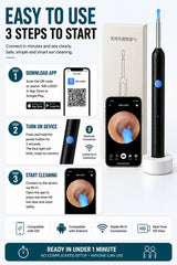 Visual Ear Wax Remover 1080P HD Camera USB-C Rechargeable Ear Cleaner IP67 Waterproof Otoscope with 6 LED Lights for Adults Kids