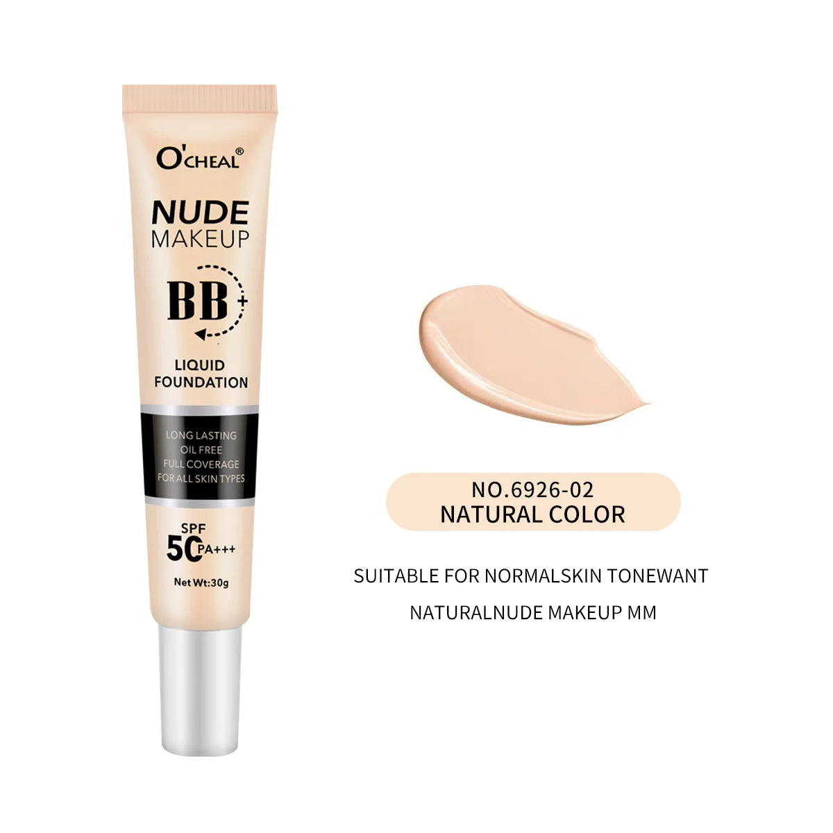 Ocheal 30g BB/CC sunscreen Cream SPF 50/PA+++ Facial Liquid Foundation Cream Long Lasting Coverage Oil Free All Skin Makeup