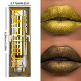Two tone Color Metallic Lipstick Glitter Shimmer Lip Liner Pen Matte Velvet Finish High Pigment  Smooth Lip Tint Korean Makeup