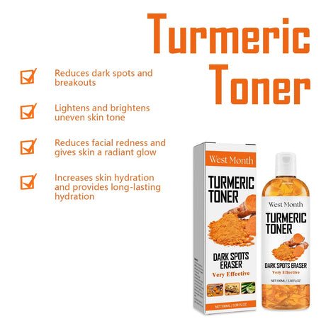 Turmeric Toner Dark Spots Removal Brightening Spots Corrector Remove Freckle Fade Melasma Moisturizing Turmeric Face Toner