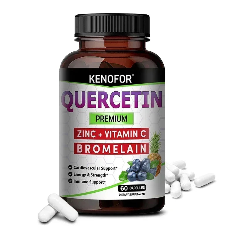 Quercetin Capsules with Bromelain, Vitamin C, Ashwagandha, Antioxidant, Support Immune, Respiratory & Cardiovascular Wellness