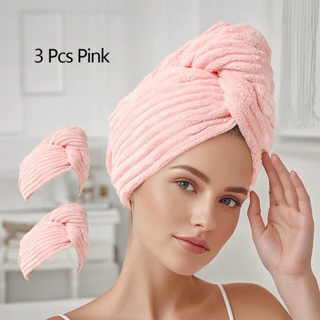 1/3/4 Pcs Quick-Drying Microfiber Hair Drying Cap Absorbent Soft Anti-Frizz Hair Towel Wrap for Women Home Bathroom Daily Use