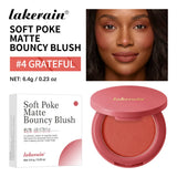 Lakerain Soft Poke Matte Blush Fresh Silky-smooth Skin Finish Long Lasting Luminosity Moisturizing Natural Matte Bouncy Blusher