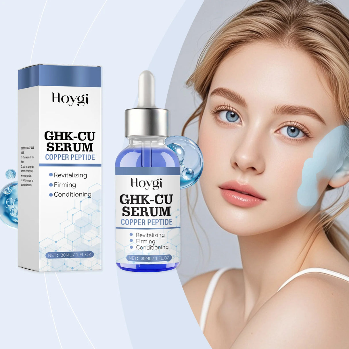 30ml Copper Peptide Serum GHK-Cu Face Firming Lifting Fade Fine Lines Shrink Pores Barrier Repair Hyaluronic Acid Moisturizer