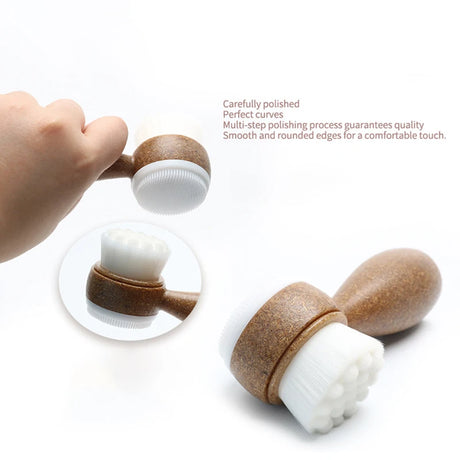 New Coconut Shred Handle Facial Brush Double Sided Facial Cleanser Blackhead Removing Pore Cleaner Exfoliating Facial Brush