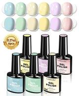 LIMEGIRL 6pcs/set Gel Nail Polish Ice Cream Color Vernis Semi-Permanent UV Gel Nail Art Varn Nail Polish Gel kit