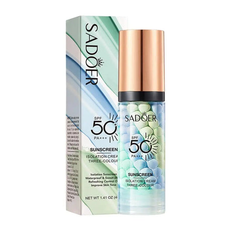 SADOER Avocado Tricolor Primer Isolation Cream SPF 50+ PA+++ 4-In-1 Daily Base Makeup Color Correcting Facial Serum Oil Control