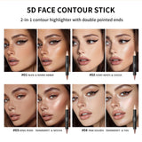 Dual Head Contour Highlighter Stick Sculpt V Face Nose Shadow Concealer Waterproof Long Lasting Smooth Blending Facial Makeup Cosmetics