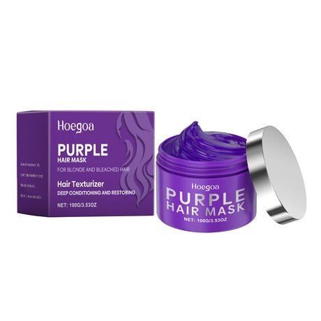 Purple Keratin Hair Mask Repair Dry Frizz Damage Remove Yellow Color Neutralizes Brass Soft Shiny Smooth Nourish Hair Care Cream