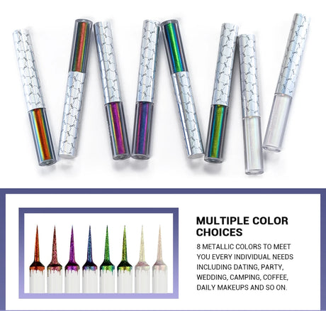 CHARMACY Duochrome Glitter Liquid Eyeliner Long Lasting Waterproof Smudgeproof Ultra Fine Tip Eye Liner Women Makeup Cosmetics