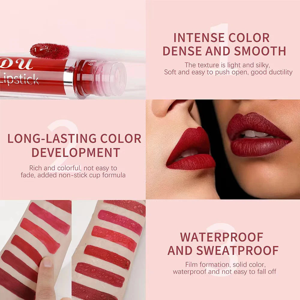 3 Pcs Matte Lipstick Lip Gloss Sets Long-Lasting Non-Fading Waterproof Non-stick Cup Exquisite Gift Everyday Holiday Universal