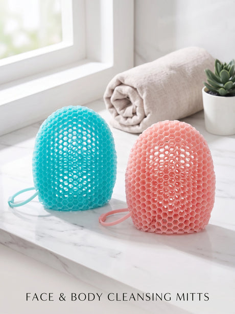 Exfoliating Bath Glove Honeycomb Body Scrubber Deep Cleansing Shower Mitt Soft Massage Sponge for Dead Skin Removal