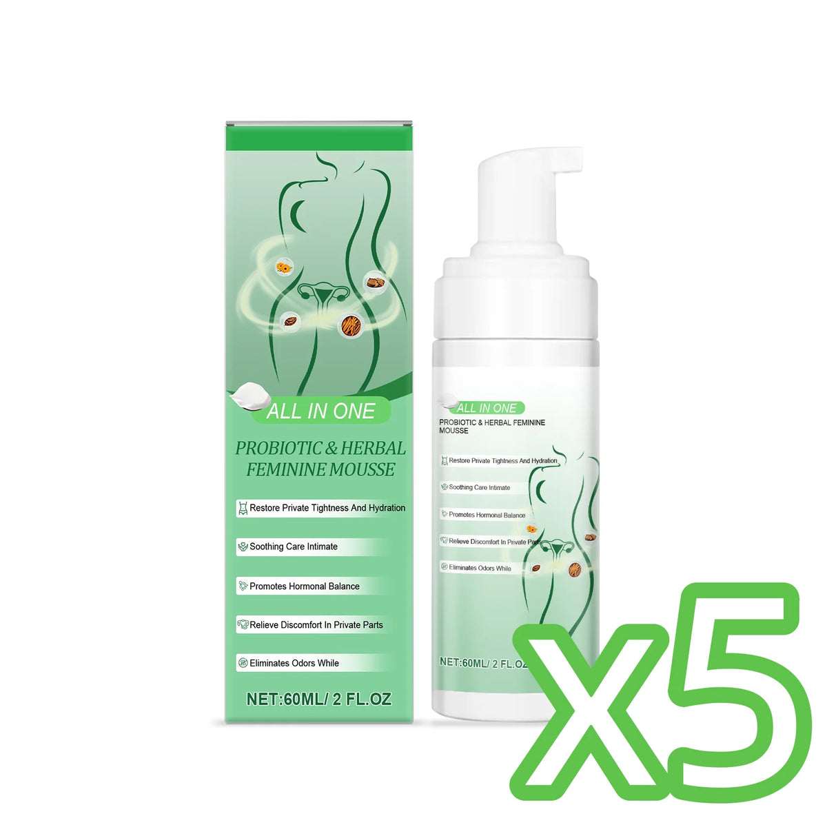 Herbal Women Private Part Care Hygiene Cleansing Mousse PH Balanced Relieve Local Discomfort Remove Odor Daily lasting Protect