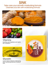 AILKE Natural Turmeric Soap Bar, Brighten, Remove Darkness, Acne, Pimples, Cleaning, Exfoliates, Uneven Skin Tone, 200g