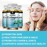 Premium Hydrolyzed Marine Collagen Supplement, with Hyaluronic Acid, Vitamin C & E, Promotes Glowing Skin, Hair & Nails Health