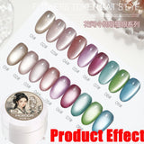 5g/Bottle White Moonlight Nail Cat's Eye Gel Magnetic Satin Gel Polish 9-Colors Soak Off Glitter Phototherapy Manicure Varnish