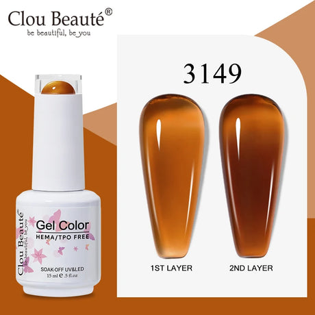 Clou Beaute Translucent Jelly Nude Pink Nail Gel Polish 15ml Vernis Semi Permanent Gel Colorful Varnish Nail Art Manicure Gel