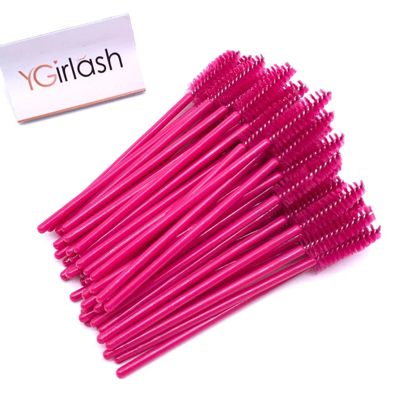 YGirlash 50Pcs Lash Swans Crystal Eyelash Applicator Disposable Diamond Handle Nylon Mascara Wands Brush Cosmetic Tools