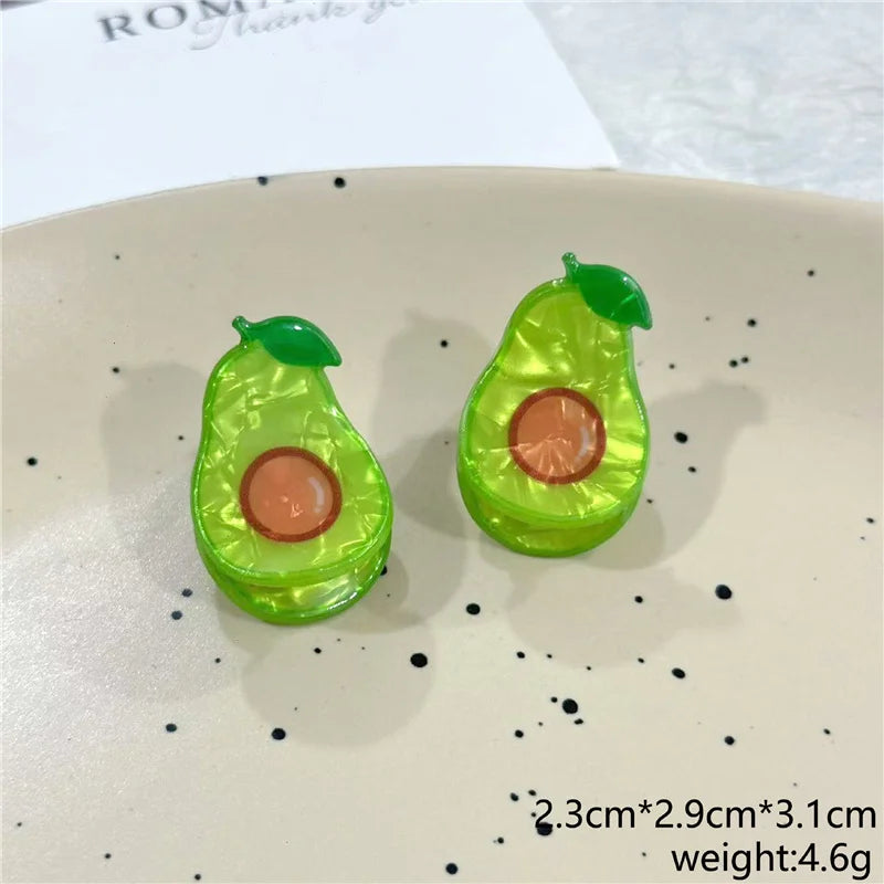 2Pcs/Lot Summer Style Women Hair Accessories New Mini Fruit Gripper Cute Strawberry Watermelon Imitation Fruit Shaped Hair Clips