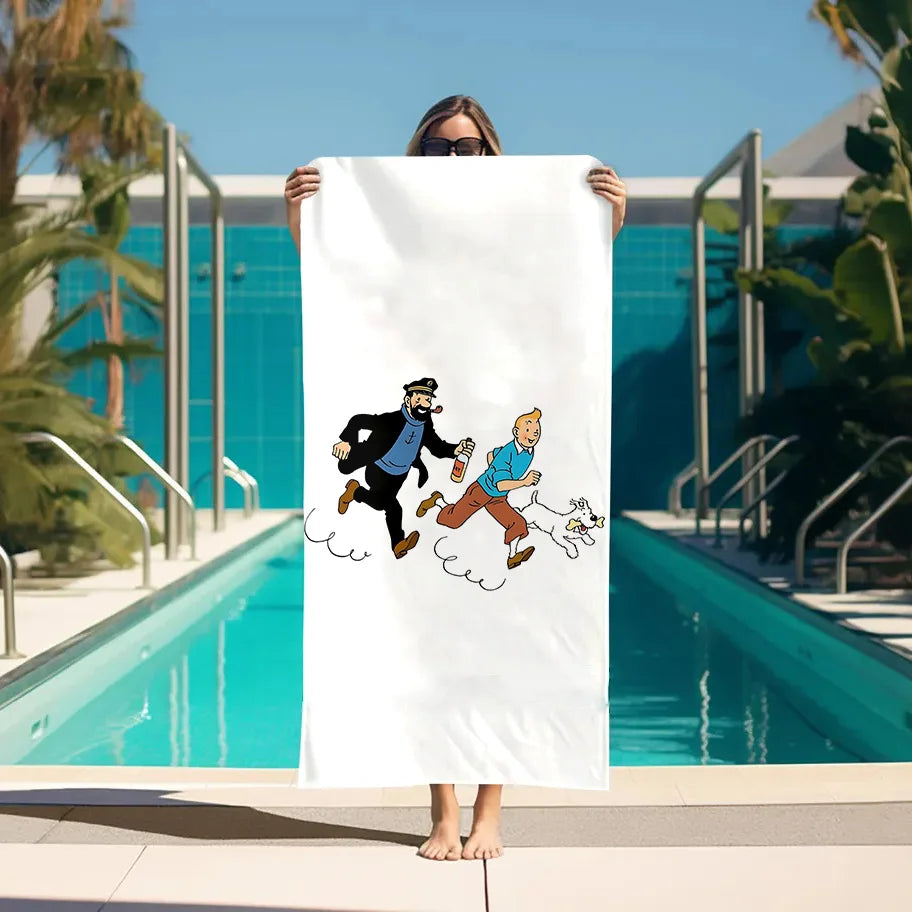 Beach Towels Adventures of Tintines Bathroom Turban for Hair Drying Towel Bathroom Set Accessories Personal Care Spa Large Towel