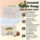 Coconut Scrub Soap Handmade Exfoliating Bath Soap Face & Body Cleanser Long-Lasting Moisturizing Soap Remove Dead Skin
