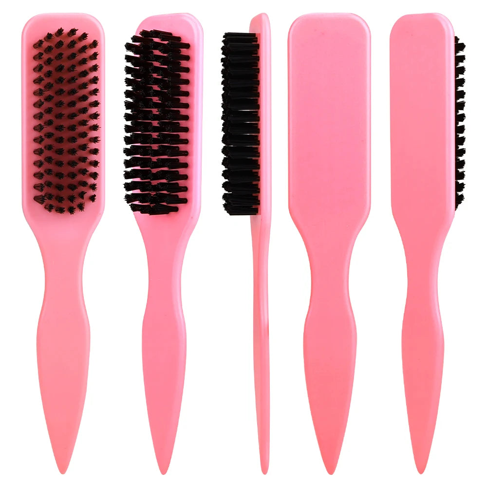 4Pc Boar Bristle Slick Back Hair Brush Set For Sleek Ponytail Bun Smoothing Baby Hairs,Flyaways,Edge Control Backcombing Teasing