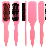 4Pc Boar Bristle Slick Back Hair Brush Set For Sleek Ponytail Bun Smoothing Baby Hairs,Flyaways,Edge Control Backcombing Teasing