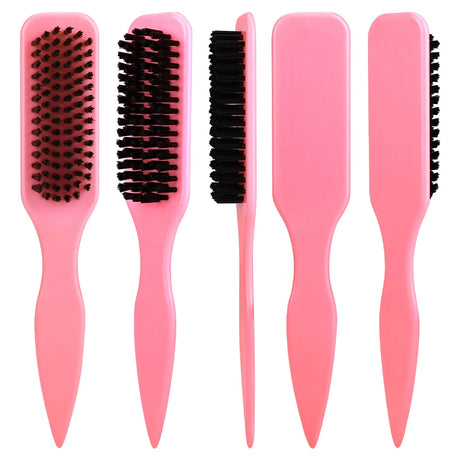 4Pc Boar Bristle Slick Back Hair Brush Set For Sleek Ponytail Bun Smoothing Baby Hairs,Flyaways,Edge Control Backcombing Teasing